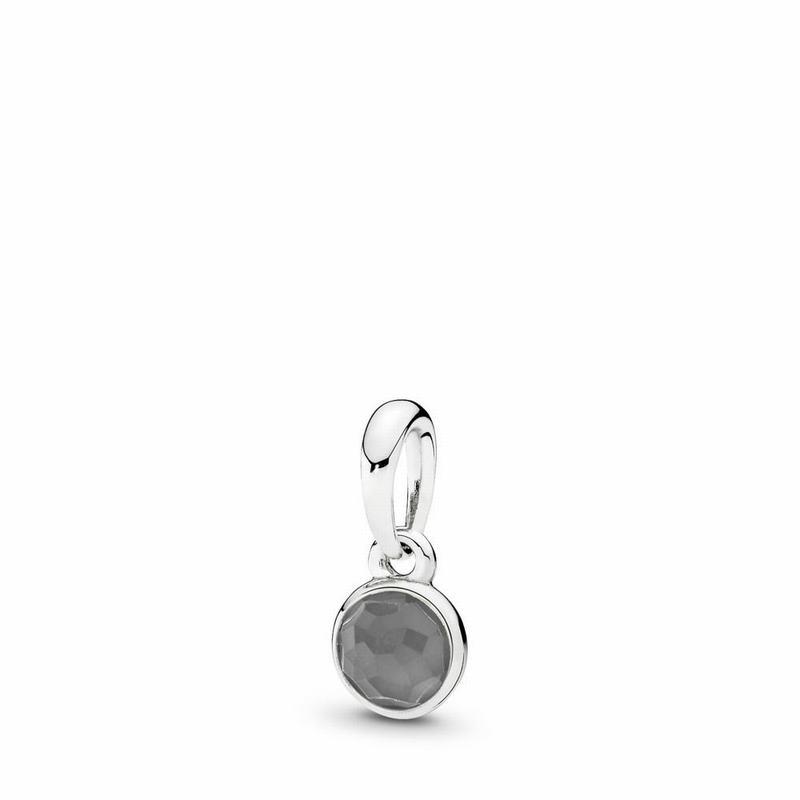 Pandora June Droplet Pendant - Sterling Silver/Grey/Moonstone - Canada | DM2909YK